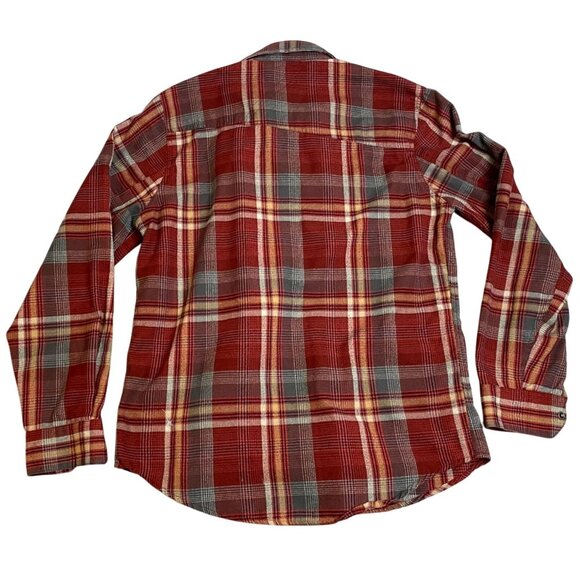 Volcom Mens Flannel Shirt Small Classic Fit Red Plaid Cotton Blend Long Sleeve - Picture 2 of 9